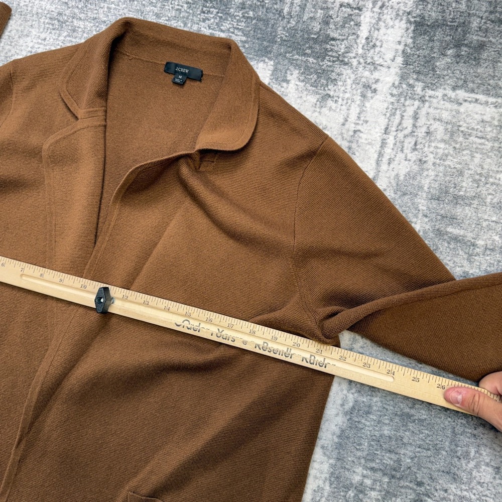 J Crew Eloise Sweater Blazer Women Medium Brown Knit Open Front Cardigan Pockets - Picture 7 of 10